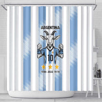 Blue Argentina 10 Goat Shower Curtain History Champions World Cup