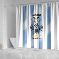 Blue Argentina 10 Goat Shower Curtain History Champions World Cup