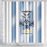 Blue Argentina 10 Goat Shower Curtain History Champions World Cup