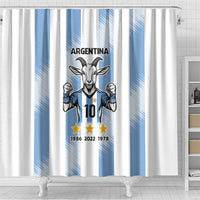 Blue Argentina 10 Goat Shower Curtain History Champions World Cup