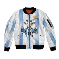 Blue Argentina 10 Goat Sleeve Zip Bomber Jacket History Champions World Cup