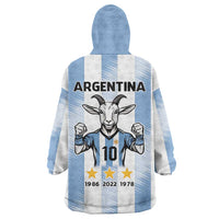Blue Argentina 10 Goat Wearable Blanket Hoodie History Champions World Cup