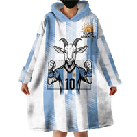 Blue Argentina 10 Goat Wearable Blanket Hoodie History Champions World Cup