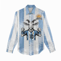 Blue Argentina 10 Goat Women Casual Shirt History Champions World Cup