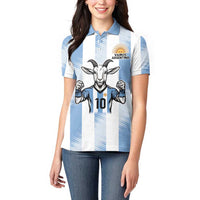 Blue Argentina 10 Goat Women Polo Shirt History Champions World Cup