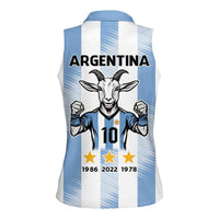 Blue Argentina 10 Goat Women Sleeveless Polo Shirt History Champions World Cup
