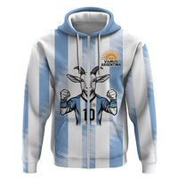 Blue Argentina 10 Goat Zip Hoodie History Champions World Cup