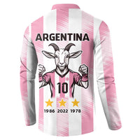Pink Argentina 10 Goat Button Sweatshirt History Champions World Cup