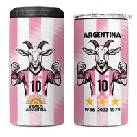 Pink Argentina 10 Goat 4 in 1 Can Cooler Tumbler History Champions World Cup