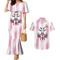 Pink Argentina 10 Goat Couples Matching Mermaid Dress and Hawaiian Shirt History Champions World Cup
