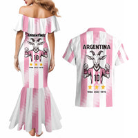 Pink Argentina 10 Goat Couples Matching Mermaid Dress and Hawaiian Shirt History Champions World Cup