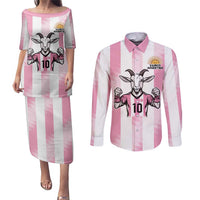 Pink Argentina 10 Goat Couples Matching Puletasi and Long Sleeve Button Shirt History Champions World Cup