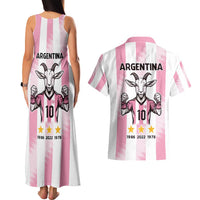 Pink Argentina 10 Goat Couples Matching Tank Maxi Dress and Hawaiian Shirt History Champions World Cup
