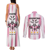 Pink Argentina 10 Goat Couples Matching Tank Maxi Dress and Long Sleeve Button Shirt History Champions World Cup