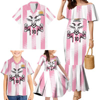 Pink Argentina 10 Goat Family Matching Mermaid Dress and Hawaiian Shirt History Champions World Cup