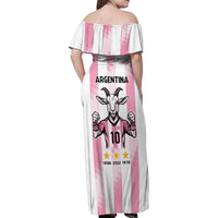 Pink Argentina 10 Goat Family Matching Off Shoulder Maxi Dress and Hawaiian Shirt History Champions World Cup