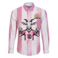 Pink Argentina 10 Goat Family Matching Off Shoulder Short Dress and Hawaiian Shirt History Champions World Cup