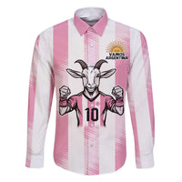 Pink Argentina 10 Goat Family Matching Short Sleeve Bodycon Dress and Hawaiian Shirt History Champions World Cup