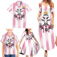 Pink Argentina 10 Goat Family Matching Summer Maxi Dress and Hawaiian Shirt History Champions World Cup