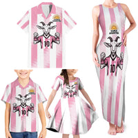 Pink Argentina 10 Goat Family Matching Tank Maxi Dress and Hawaiian Shirt History Champions World Cup
