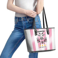 Pink Argentina 10 Goat Leather Tote Bag History Champions World Cup