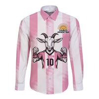 Pink Argentina 10 Goat Long Sleeve Button Shirt History Champions World Cup