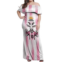 Pink Argentina 10 Goat Off Shoulder Maxi Dress History Champions World Cup