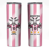Pink Argentina 10 Goat Skinny Tumbler History Champions World Cup