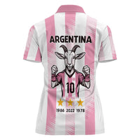 Pink Argentina 10 Goat Women Polo Shirt History Champions World Cup