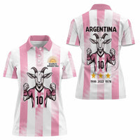Pink Argentina 10 Goat Women Polo Shirt History Champions World Cup