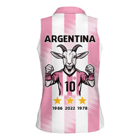 Pink Argentina 10 Goat Women Sleeveless Polo Shirt History Champions World Cup