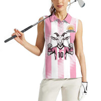 Pink Argentina 10 Goat Women Sleeveless Polo Shirt History Champions World Cup