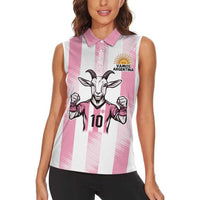 Pink Argentina 10 Goat Women Sleeveless Polo Shirt History Champions World Cup