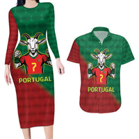 Portugal Seven Goat Flag Colors Couples Matching Long Sleeve Bodycon Dress and Hawaiian Shirt