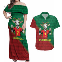 Portugal Seven Goat Flag Colors Couples Matching Off Shoulder Maxi Dress and Hawaiian Shirt