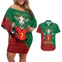 Portugal Seven Goat Flag Colors Couples Matching Off Shoulder Short Dress and Hawaiian Shirt