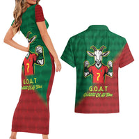 Portugal Seven Goat Flag Colors Couples Matching Short Sleeve Bodycon Dress and Hawaiian Shirt