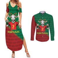 Portugal Seven Goat Flag Colors Couples Matching Summer Maxi Dress and Long Sleeve Button Shirt