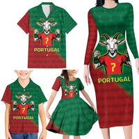 Portugal Seven Goat Flag Colors Family Matching Long Sleeve Bodycon Dress and Hawaiian Shirt