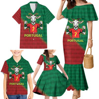 Portugal Seven Goat Flag Colors Family Matching Mermaid Dress and Hawaiian Shirt