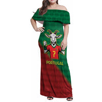 Portugal Seven Goat Flag Colors Family Matching Off Shoulder Maxi Dress and Hawaiian Shirt