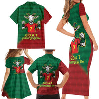 Portugal Seven Goat Flag Colors Family Matching Short Sleeve Bodycon Dress and Hawaiian Shirt