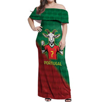 Portugal Seven Goat Flag Colors Off Shoulder Maxi Dress