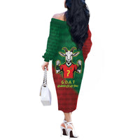 Portugal Seven Goat Flag Colors Off The Shoulder Long Sleeve Dress