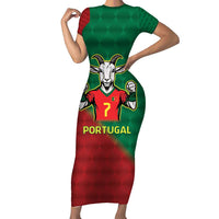 Portugal Seven Goat Flag Colors Short Sleeve Bodycon Dress