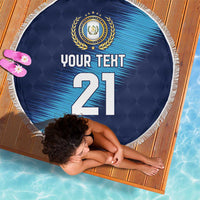 Guatemala Football Custom Beach Blanket Go Los Chapines Blue Pattern