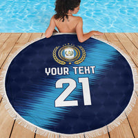 Guatemala Football Custom Beach Blanket Go Los Chapines Blue Pattern