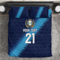 Guatemala Football Custom Bedding Set Go Los Chapines Blue Pattern