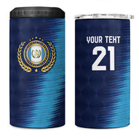 Guatemala Football Custom 4 in 1 Can Cooler Tumbler Go Los Chapines Blue Pattern