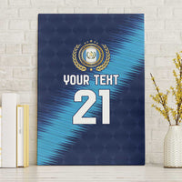 Guatemala Football Custom Canvas Wall Art Go Los Chapines Blue Pattern